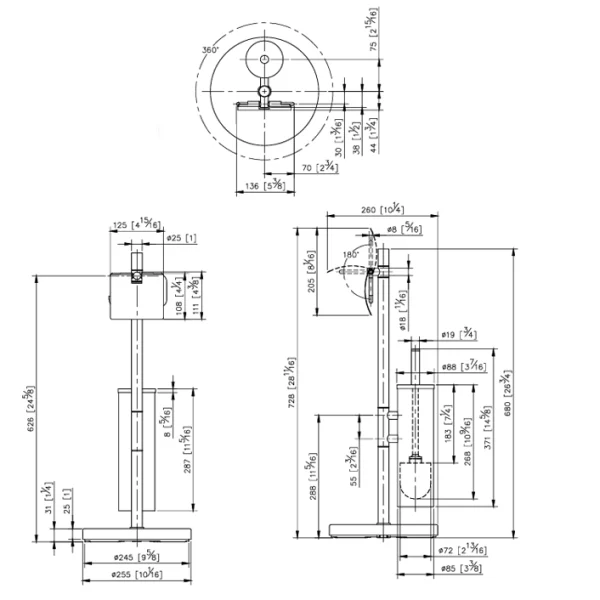 برس توالت و جا دستمال ایستاده جاستایم کد 6807-L2-81CP