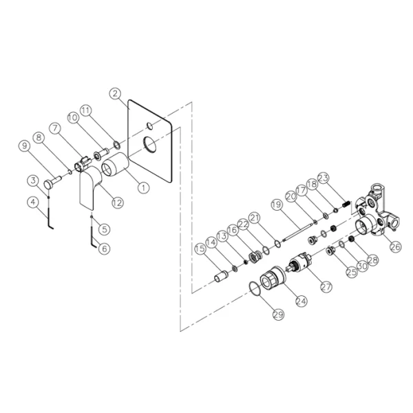 رویه حمام توکار جاستایم مدل آرک با دایورتور کد 7790-XW-79