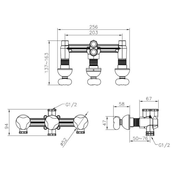 رویه حمام توکار جاستایم مدل استوری با دایورتور کد 6903-Z3-80