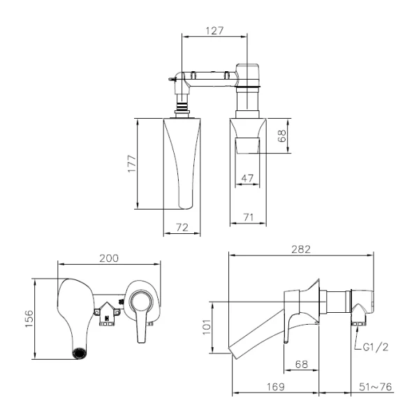 رویه روشویی دیواری جاستایم مدل نیچر کد 6927-X2-79