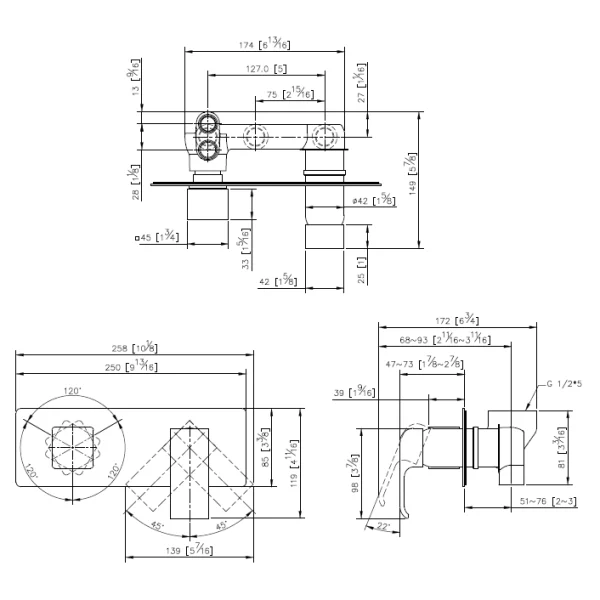 رویه شیر حمام جاستایم مدل دراگون کد 6904-XG-70-2