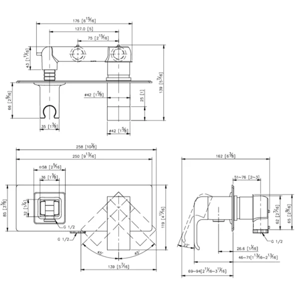 شیر توالت جاستایم مدل دراگون با پلاک کد 6904-X3-85