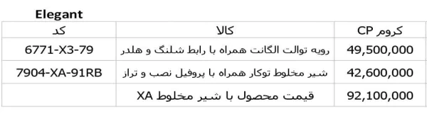 قیمت رویه شیر توالت جاستایم مدل الگانت کد 6771-X3-79 کروم