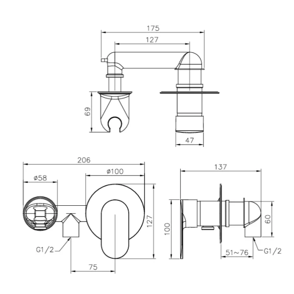 رویه توالت توکار جاستایم مدل چارم کد 6923X3-79