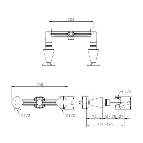 رویه حمام توکار جاستایم مدل پی تی بدون دایورتور کد 7874-9H-80