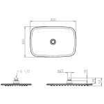 سردوش مستطیل جاستایم مدل پن2 استیل براق کد 6779-AC-80