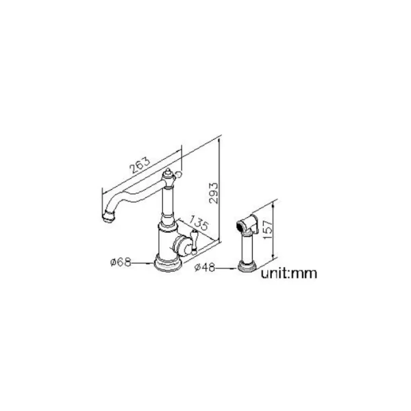 شیر ظرفشویی همراه شات آف جاستایم مدل کلاسیک اهرمی کد 6703-96-82