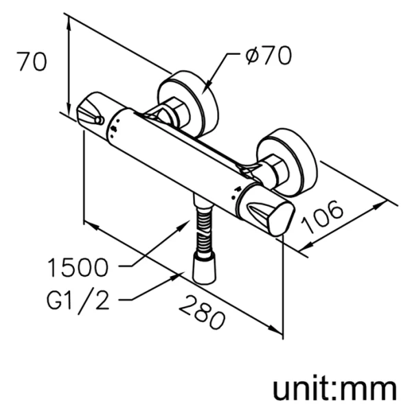 شیر توالت ترموستاتیک همراه با شلنگ جاستایم مدل چپتر کد 6926-T3-85