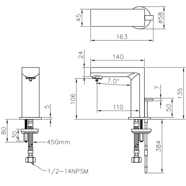 شیر روشویی جاستایم مدل تیپ تاچ ساده کد 6790-N0-80