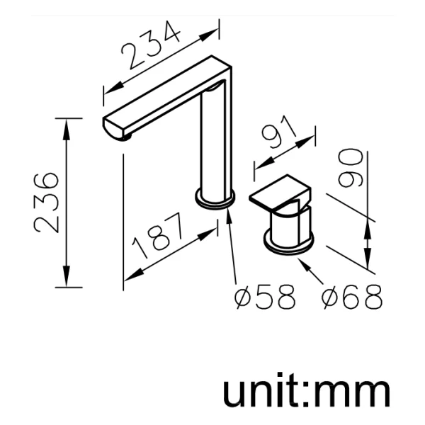 شیر ظرفشویی دوتکه جاستایم مدل آرچ کد 6790-X6-80