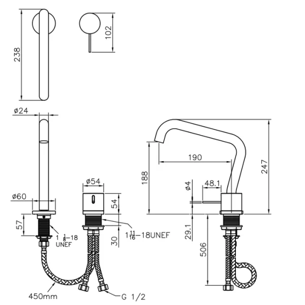 شیر ظرفشویی دوتکه جاستایم مدل لاکی 7 کد 6777-X6-80