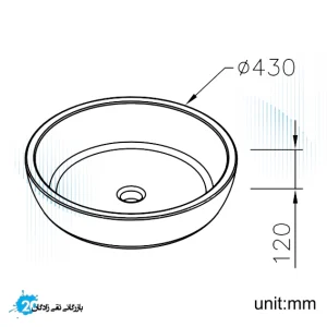 کاسه روشویی سرامیکی روکار جاستایم مدل 6510-T3-8000
