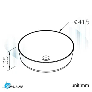 کاسه روشویی سرامیکی روکار جاستایم مدل 6510-TB-8000