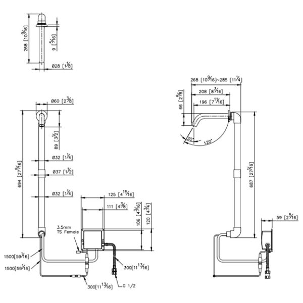 روشویی چشمی دیواری جاستایم کد 6923-S5-80